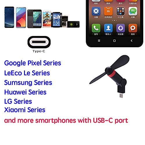 Wuedozue Google Pixel 3 Fan, 180 Rotating Portable USB-C Cool Cooler Mobile Phone Fan Compatible with Pixel 3/3XL/2/2XL/HTC/Huawei/LeEco/Sumsung/Essential PH-1 and More
