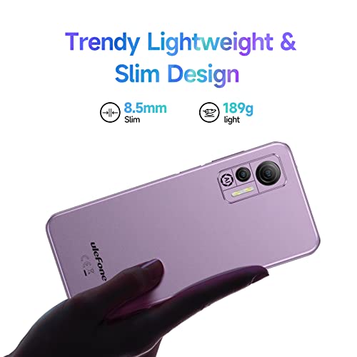 Mobile Phones Android 12, Ulefone Note 14 4G Phone Smartphone SIM Free Unlocked, 6.52” HD+ 4500mAh Triple Card Slots 16GB ROM 128GB Extension 3GB RAM 8MP Camera Dual SIM Face ID OTG, UK Version-Purple