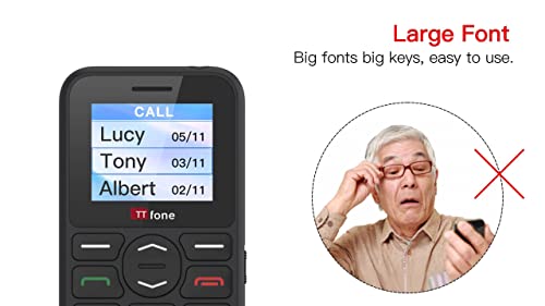 TTfone TT190 Big Button Basic Senior Unlocked Emergency Mobile Phone - Simple Cheapest Phone (with USB Cable)