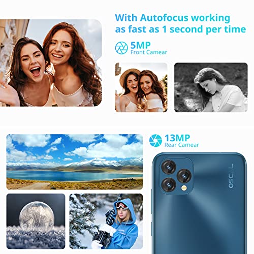 OSCAL Mobile Phones, C60 Android Smartphone, 4GB(up to 7GB) RAM+32GB/TF 1TB, 13MP+5MP Cameras, 4780mAh, 4G Sim Free Unlocked, 6.528 inch HD+ IPS Screen, Dual Nano Sim, Face Unlock - Blue