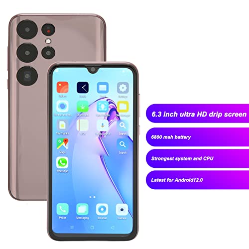 S22 Ultra Unlocked Cell Phone, 6.3 Inch Water Drop Screen, 4GB RAM+64GB ROM Android 12 Smartphone, 5G WIFI Dual SIM Mobile Phone, 8MP + 16MP Camera, Face ID, 6800mAh (UK)