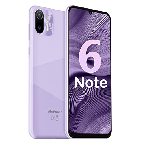 Ulefone Mobile Phones, 2023 Note 6 Smartphone Unlocked, 32GB ROM 1GB RAM, 128GB Extension, 6.1 inch HD+ Screen, Android 11 Phone, Dual SIM Free, 3-Card Slots Design, Face ID, UK Version, Purple