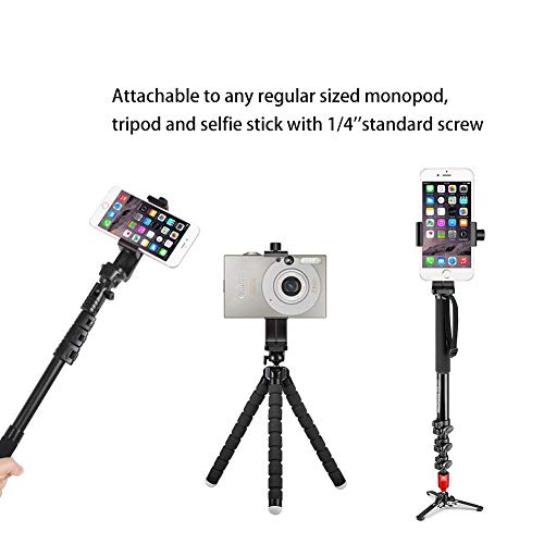 Ailun Tripod Phone Mount Holder Head Standard Screw Adapter Rotatable Digital Camera Bracket Selfie Lens Monopod Adjustable Ring Light for Camcorder, Compatible with Most Cellphones