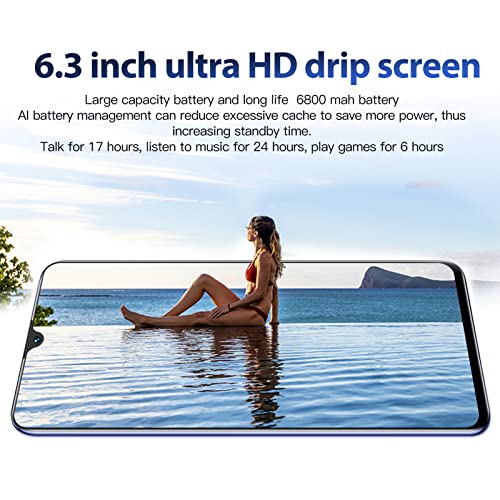 S22 Ultra Unlocked Cell Phone, 6.3 Inch Water Drop Screen, 4GB RAM+64GB ROM Android 12 Smartphone, 5G WIFI Dual SIM Mobile Phone, 8MP + 16MP Camera, Face ID, 6800mAh (UK)