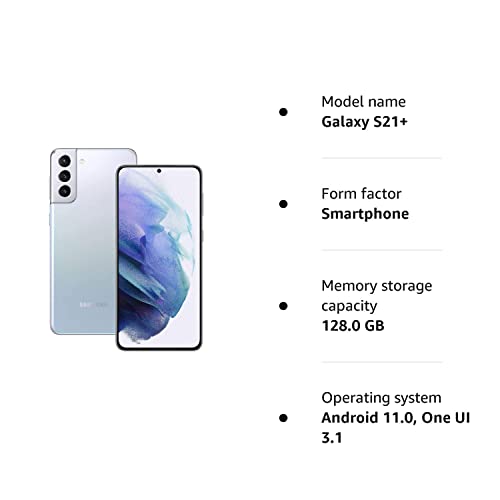 Samsung Galaxy S21+ 5G Smartphone SIM Free Android Mobile Phone Phantom Silver 128GB (UK Version) (Renewed)