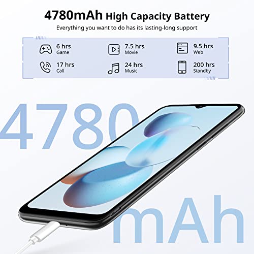 Blackview Mobile Phone, A55 Smartphone SIM Free Android Phones Unlocked, 6.528 inches HD+ Waterdrop Screen, 4G Dual SIM Android 11 Phone, 3GB RAM/SD 128GB, 4780mAh Battery, 8+5MP Camera, Face ID-Black