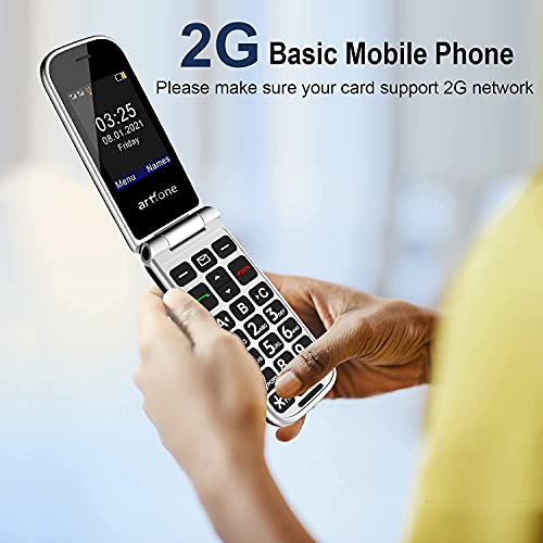 artfone F20 Big Button Mobile Phone for Elderly, Senior Flip Phones Sim Free Unlocked Easy to Use Basic Cell Phones with 2.4" LCD Display | 1000mAh Batterys | SOS Button| Torch | FM Radio | Blue