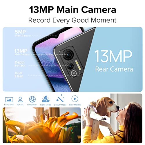 Ulefone Mobile Phones SIM Free Unlocked, 4GB RAM 64GB ROM, Note 14, Android 12 Phone, 4G Dual SIM Smartphone, Triple Card Slots, 4500mAh Battery, 13MP Camera, 6.52 inch Screen, Midnight Black