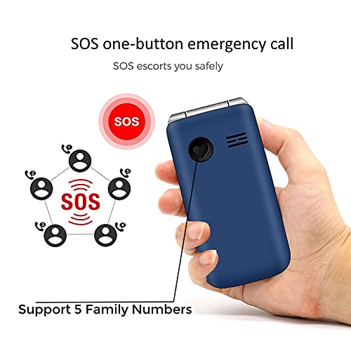 artfone F20 Big Button Mobile Phone for Elderly, Senior Flip Phones Sim Free Unlocked Easy to Use Basic Cell Phones with 2.4" LCD Display | 1000mAh Batterys | SOS Button| Torch | FM Radio | Blue