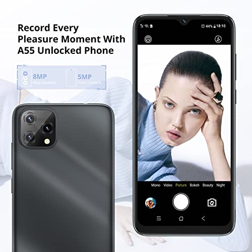 Blackview Mobile Phone, A55 Smartphone SIM Free Android Phones Unlocked, 6.528 inches HD+ Waterdrop Screen, 4G Dual SIM Android 11 Phone, 3GB RAM/SD 128GB, 4780mAh Battery, 8+5MP Camera, Face ID-Black
