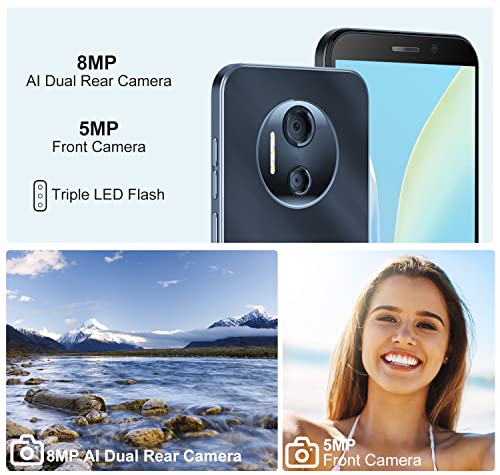 Mobile Phones SIM Free Unlocked, DOOGEE X97 Android 12 4G Smartphone, 6.0'' HD+ Display, 4200mAh Battery, Triple Card Slots, 3GB RAM 16GB ROM, 256GB Extension, Dual SIM, GPS, Face ID, UK Version-Black