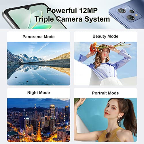 Blackview A53 Mobile Phone(2023), 7GB+32GB/1TB, Android 12 Phones, 5080mAh, 6.52’’ HD+ Screen, 12MP+5MP, 3 Cards Slots, 4G Dual Sim Free Unlocked UK, Face ID, GPS, 10W Charger Latest Phone - Black