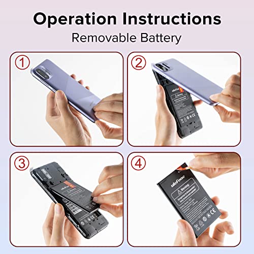 Ulefone Mobile Phones, 2023 Note 6 Smartphone Unlocked, 32GB ROM 1GB RAM, 128GB Extension, 6.1 inch HD+ Screen, Android 11 Phone, Dual SIM Free, 3-Card Slots Design, Face ID, UK Version, Purple