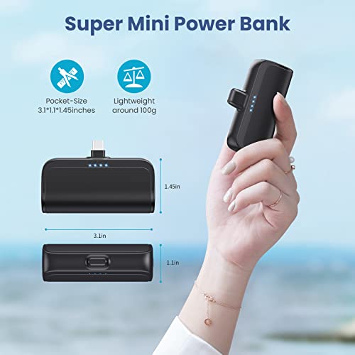 AXNEB Mini Power Bank USB-C,5200mAh 15W PD Fast Charging Power Bank,Compact Portable Charger Battery Pack,Compatible with Android phone Samsung Galaxy S23 S22 Huawei Xiaomi Google Pixel