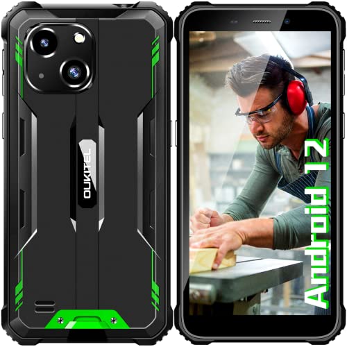 Rugged Smartphone, OUKITEL WP20[2022] 5.93" SIM Free Mobile Phones, 6300mAh Battery, 4GB+32GB, 20MP Camera, 4G Dual SIM Android 12 Phone, IP68/69K Waterproof Phone Unlocked, Face ID/OTG/GPS - Green