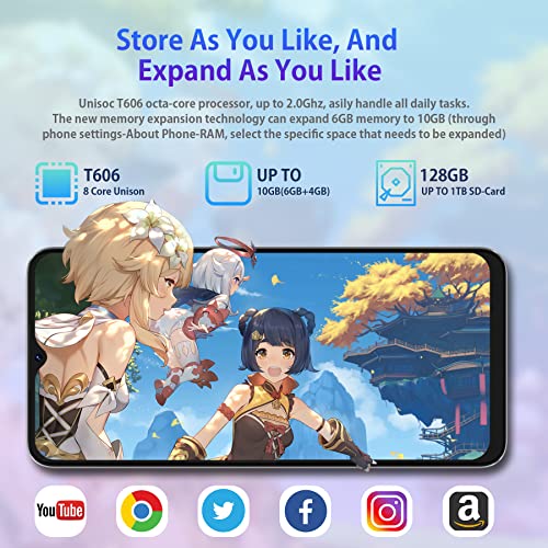 OSCAL C70 Mobile Phones SIM Free Unlocked, 10GB+128GB/SD 2TB Smartphone, 6.5" HD+ 90Hz Screen, 4G Dual SIM Android 12 Smartphone, 50MP+8MP Camera, 2.4G&5Gwifi, 5180mAh Battery, Fingerprint Face ID