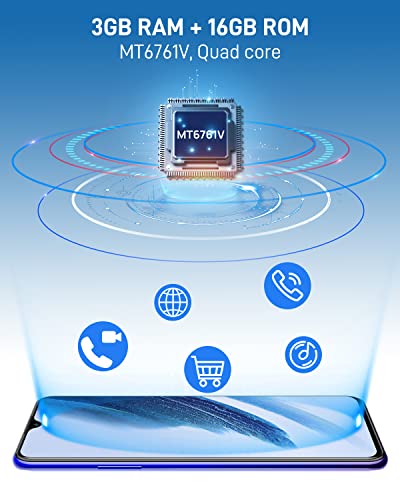 DOOGEE X95 Smartphone, Android 10 SIM Free Phones with 6.52 inch Waterdrop Display, 4350mAh Battery,13MP+5MP Camera, 3GB+16GB/256GB Extension, 4G Dual SIM Mobile Phone, Face ID, UK Version - Blue