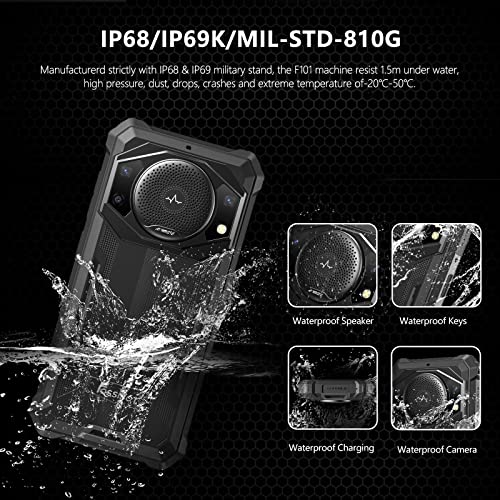 FOSSiBOT Rugged Smartphone F101 10600mAh Battery Rugged Cell Phone123dB Loudest Speaker Unlocked Phone 7+64GB 5.45" HD+ Rugged Smartphone Unlocked IP68 Waterproof Phone Android 12 24+8MP Camera OTG