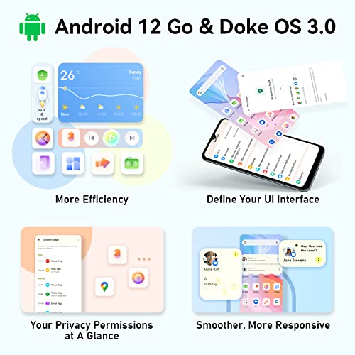 Blackview Mobile Phones Sim Free Unlocked, A52 Android 12 Phones, 3GB+32GB/TF1TB, Octa-Core, 13MP+5MP, 5180mAh, Dual SIM Smartphone, 6.517 inch HD+ IPS Screen, Face & Fingerprint Unlock-Polar Night