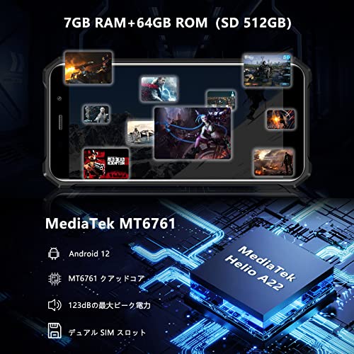 FOSSiBOT Rugged Smartphone F101 10600mAh Battery Rugged Cell Phone123dB Loudest Speaker Unlocked Phone 7+64GB 5.45" HD+ Rugged Smartphone Unlocked IP68 Waterproof Phone Android 12 24+8MP Camera OTG