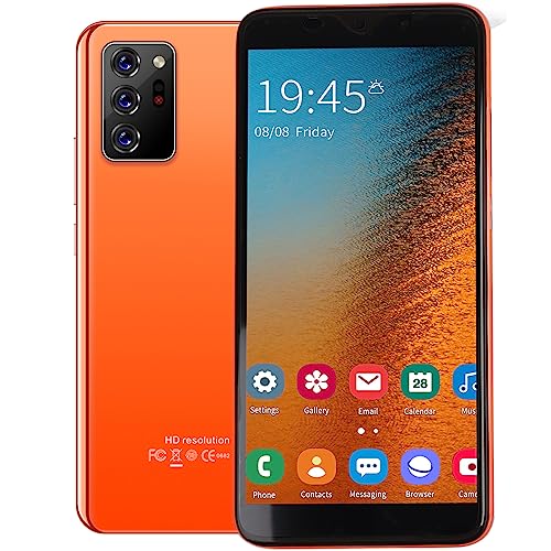 Note30 Plus Unlock Smartphone, 512MB+4G 5.72in HD Full Screen WiFi+BT+FM Powerful Processor Fingerprint Face Unlock Android Mobile Phone 128GB Extension Unlocked Cell Phones, 2200mAh Battery(Orange)