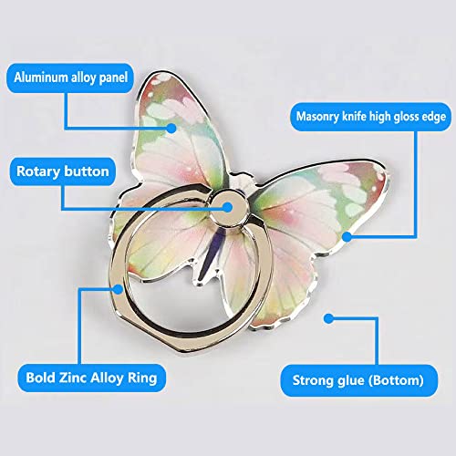 Kinizuxi Mobile Phone Ring Holder Stand, Cute Butterfly Cell Phone Ring Hand Grip Holder 360° Rotation Finger Kickstand with Knob Loop for iPhone, All Android Smartphone,Tablet (Purple)