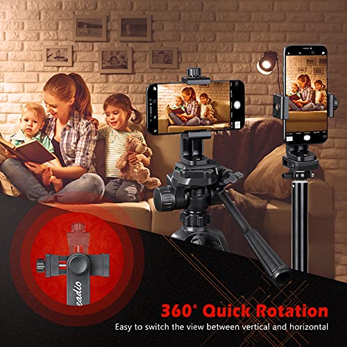 zeadio Smartphone Tripod Mount Adapter, Cell Phone Tripod Holder with Wireless Remote Shutter, Selfie Stick Monopod Adjustable Clamp, Fits for All iPhone and Android Smartphones