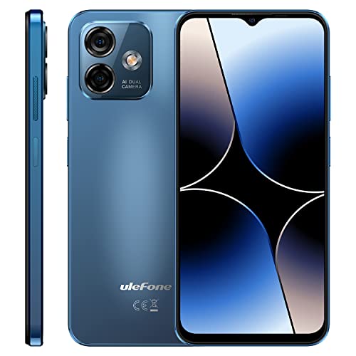 Ulefone Mobile Phones SIM Free Unlocked, Note 16 Pro Android 13, Max 16GB RAM, 128GB Storage, 6.52 HD+ 60Hz Refresh Rate, 50MP Dual Cameras, 4G Smartphone, USB Type-C, Blue