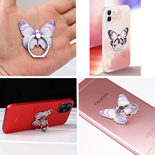 Kinizuxi Mobile Phone Ring Holder Stand, Cute Butterfly Cell Phone Ring Hand Grip Holder 360° Rotation Finger Kickstand with Knob Loop for iPhone, All Android Smartphone,Tablet (Purple)