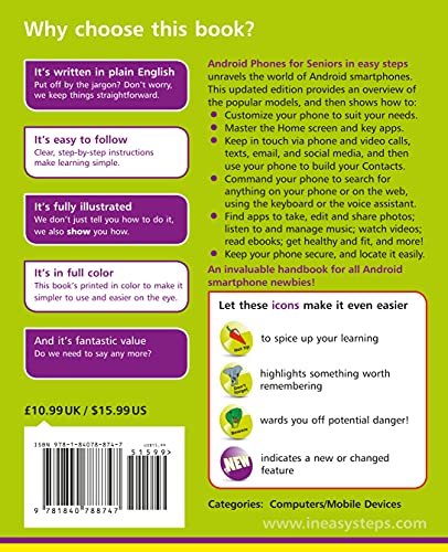 Android Phones for Seniors in easy steps, 2nd edition: Updated for Android v7 Nougat