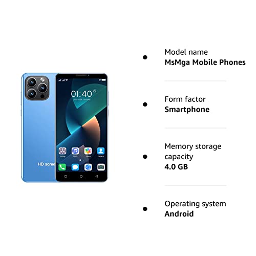 MsMga Cheap and Nice Smartphone, 4.7 inch IPS Display, Android Mobile Phone Unlocked, Dual SIM Dual Cameras,4GB ROM (Scalable to 32GB), Basic Cell Phones (IP13-Blue)