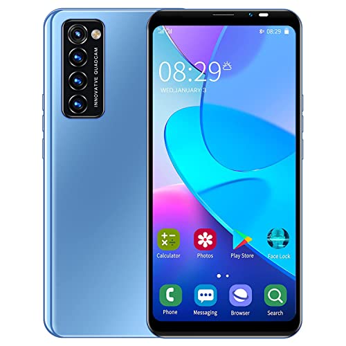 无 Cheap and Basic SIM-Free & Unlocked Mobile Phones,5.5 inch Android Smartphones, Dual Camera, Dual SIM,3G/GSM Cell Phones (Rino4Pro-Blue)