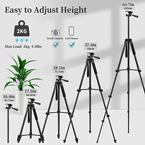 JOILCAN Phone Tripod for iPhone 63inch/161cm, Aluminum Extendable Mobile Phone Tripod Stand with Wireless Remote Shutter, Lightweight Selfie Stick Tripod for Smartphone/Small Camera，for Android/iOS