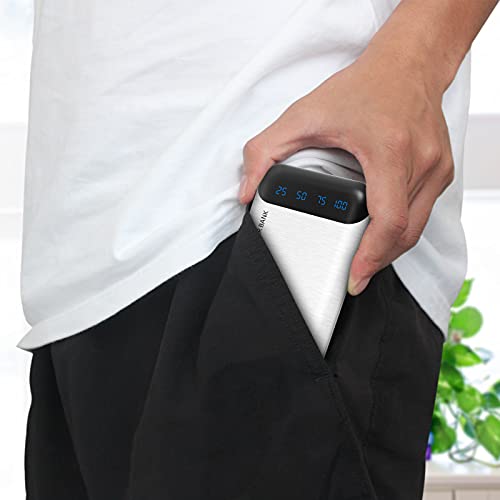 Power Bank 10000mAh Mobile Phone Portable Charger External Battery Pack with 2 USB 2.4 A Outputs and USB C Input Compatible with Huawei iPhone 12 11 X iPad Samsung Galaxy S20 Android Tablet (White)