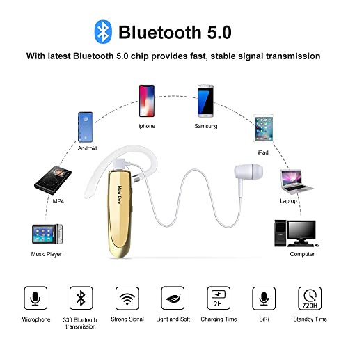 Bluetooth Earpiece Handsfree Earphone New Bee 24 Hrs Phone Call Bluetooth Headset Clear Voice Capture Technology Business In Ear Earbuds With Headset Case for iPhone Series Android Cell Phones Laptop