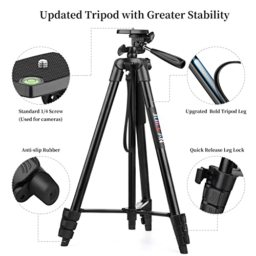 JOILCAN Phone Tripod for iPhone 63inch/161cm, Aluminum Extendable Mobile Phone Tripod Stand with Wireless Remote Shutter, Lightweight Selfie Stick Tripod for Smartphone/Small Camera，for Android/iOS