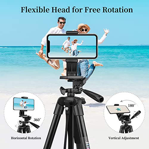 JOILCAN Phone Tripod for iPhone 63inch/161cm, Aluminum Extendable Mobile Phone Tripod Stand with Wireless Remote Shutter, Lightweight Selfie Stick Tripod for Smartphone/Small Camera，for Android/iOS
