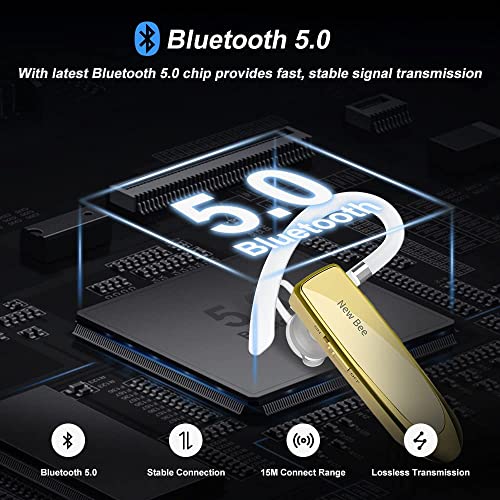 Bluetooth Earpiece Handsfree Earphone New Bee 24 Hrs Phone Call Bluetooth Headset Clear Voice Capture Technology Business In Ear Earbuds With Headset Case for iPhone Series Android Cell Phones Laptop
