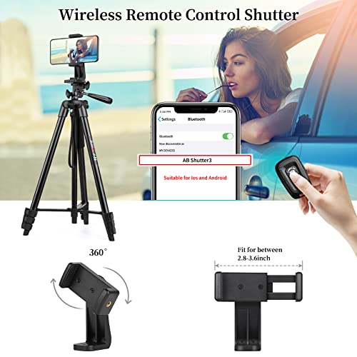 JOILCAN Phone Tripod for iPhone 63inch/161cm, Aluminum Extendable Mobile Phone Tripod Stand with Wireless Remote Shutter, Lightweight Selfie Stick Tripod for Smartphone/Small Camera，for Android/iOS