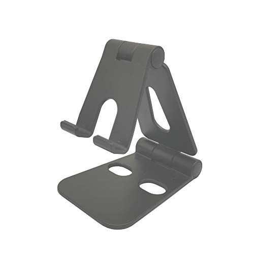 SATIS Cell Phone Stand, Adjustable Cell Phone Holder for Moblie Phone, Foldalbe Desktop Phone Dock Compatible for Iphone and Android. (Black)