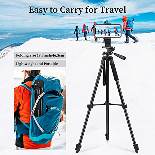JOILCAN Phone Tripod for iPhone 63inch/161cm, Aluminum Extendable Mobile Phone Tripod Stand with Wireless Remote Shutter, Lightweight Selfie Stick Tripod for Smartphone/Small Camera，for Android/iOS