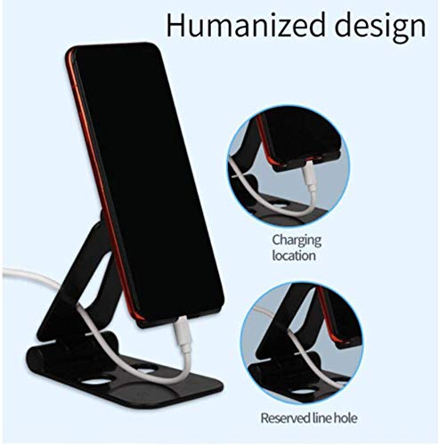 SATIS Cell Phone Stand, Adjustable Cell Phone Holder for Moblie Phone, Foldalbe Desktop Phone Dock Compatible for Iphone and Android. (Black)