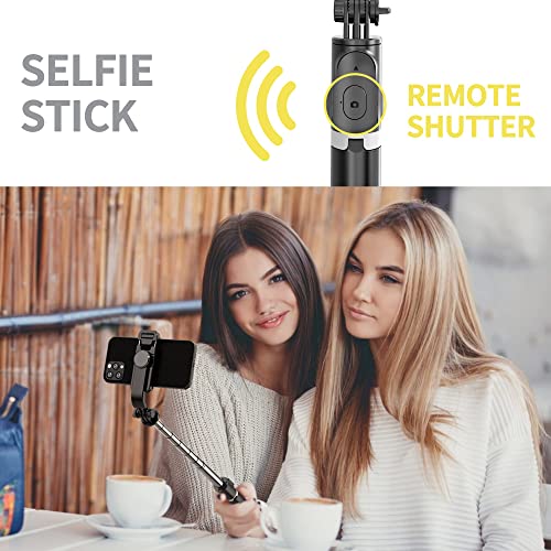 Selfie Stick Tripod, 4 in 1 Extendable Selfie Stick 360° Rotation Tripod Stand with Detachable Wireless Remote Portable Mobile Phone Holder Compatible with GoPro, iPhone, Android Smartphone