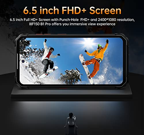 IIIF150 B1 Pro Rugged Smartphone [10000mAh], 12GB+128GB/1TB Rugged Mobile Phones, 6.5" FHD+, 48MP+20MP Night Vision Android 12 Phone Unlocked, IP68/IP69K Unbreakable Waterproof Phone, 4G Dual SIM, NFC