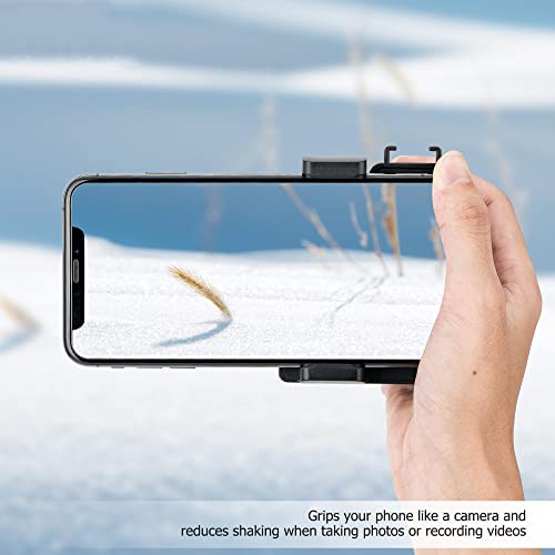 KIWIFOTOS 3 in 1 Cell Phone Tripod Mount, Phone Camera Grip Handle Holder with Detachable Bluetooth Shutter Remote Control and Cold Shoe Mount for iPhone Android Smartphone Selfie Vlog Video Shooting