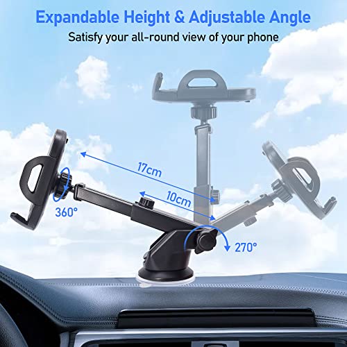 Huryfox Car Phone Holder Mobile Mount - Handsfree Driving Cellphone Stand, Smartphone Support on Dashboard, Windshield, Vent and More, Automobile Cradle Compatible with iPhone, Android Phone