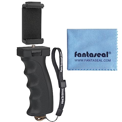 Universal Ergonomic Anti-falling Cell Phone Smartphone Hand Grip Stabilizer w/ Safety Strap, Portable Selfie Stick Handheld Vlogging Holder Mount for 60-85mm Width iPhone Samsung Tracfone Android