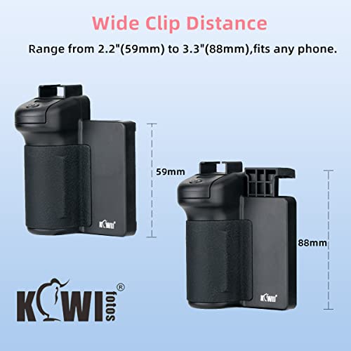 KIWIFOTOS 3 in 1 Cell Phone Tripod Mount, Phone Camera Grip Handle Holder with Detachable Bluetooth Shutter Remote Control and Cold Shoe Mount for iPhone Android Smartphone Selfie Vlog Video Shooting