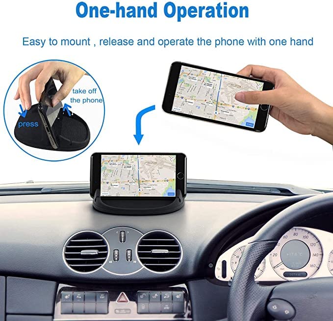 Car Phone Holder, Car Phone Mount Silicone Cell Phone Holder For Car Auto Nonslip Dashboard Mat for iPhone X Car Holder Compatible With iPhone, Samsung, Android Smartphones, GPS Devices & More, Black