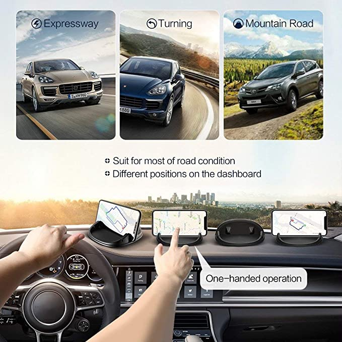 Car Phone Holder, Car Phone Mount Silicone Cell Phone Holder For Car Auto Nonslip Dashboard Mat for iPhone X Car Holder Compatible With iPhone, Samsung, Android Smartphones, GPS Devices & More, Black